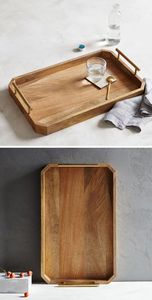Plateau de petit-déjeuner personnalisé en bois de manguier avec finition laquée, poignées pliables, à un seul niveau, compatible lave-vaisselle, utilisation moderne sur table de cuisine - Product Image 6