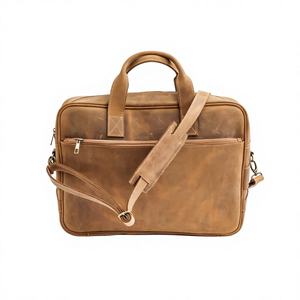 Porte-documents pour ordinateur portable en cuir véritable de qualité supérieure pour hommes et femmes, durable, grande capacité, utilisation au bureau, imperméable et léger - Product Image 1