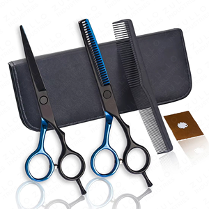 Professional OEM ODM Black and Blue Stainless Steel Hair Cutting Razor Scissors Salon Beauty Barber <b>Tool</b> Sharp Blade - Product Image 3