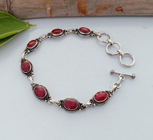 Natural <b>Ruby</b> 925 Sterling Silver Adjustable <b>Bracelet</b> Natural Gemstone Jewelry Boho Statement <b>Bracelet</b> for Women Men Gift - Product Image 2