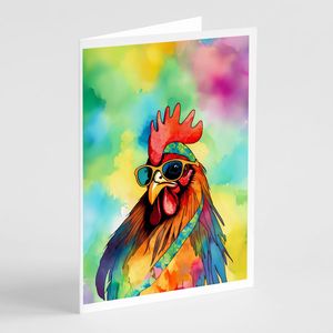 Whimsical A7 Tamaño 5x7 Nuevo Hippie Animal Gallo Nota en blanco Tarjetas de felicitación Paquete de 8 con sobres - Product Image 1