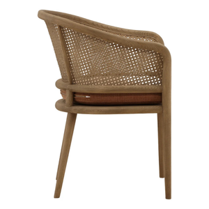 Chaise de salle à manger moderne en bois rembourrée avec dossier en rotin et assise en tissu pour la décoration intérieure - Product Image 4