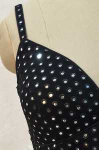 COTTON COUTURE <b>Women's</b> <b>Black</b> Sequined Bohemian Cami <b>Top</b> Short Scoop Neck Polka Dot Sleeveless <b>Tank</b> 100% Polyester Clubwear - Product Image 4