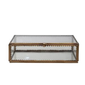Vintage Brass <b>Glass</b> Jewelry <b>Box</b> Antique Decorative Keepsake Chest Clear <b>Glass</b> Display Case for Wedding Gift Home Decor Organizer - Product Image 2