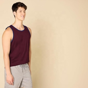 Camiseta sin Mangas para Hombre Ever Glow, Color Sólido, Tejida, Ecológica, Transpirable, Talla Grande, Poliéster/Algodón, Cuello Redondo, Casual, Color Granate - Product Image 4