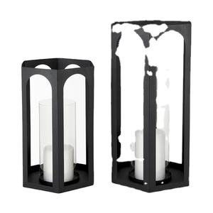 Linternas de Metal para decoración de bodas, accesorio de color negro con recubrimiento de colección, tamaño mediano, al mejor precio - Product Image 1