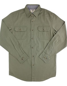100% Cotton Cargo Pockets Cut <b>Off</b> Raw Edge Mens Button up Long Sleeve Shirts - Product Image 1