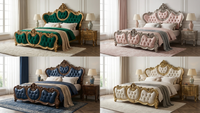 Lit baroque européen de luxe, cadre de lit en bois massif sculpté, taille king, meubles de chambre classiques antiques, fabrication sur mesure OEM