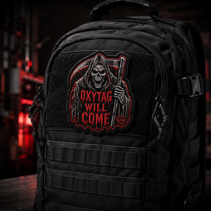 Patch brodé Oxytag Grim Reaper thermocollant, forme irrégulière, en feutre non tissé, décoration, prix de gros, OEM personnalisé 2026 - Product Image 4
