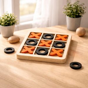 Jeu de Tic Tac Toe en bois pour enfants et adultes, jeu de société classique XO, jouet éducatif pour la famille, jeu de table amusant pour les voyages - Product Image 4