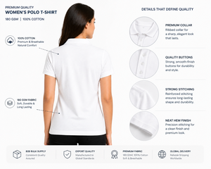Chemise formelle haut de gamme pour femme, blanche, 180 GSM, 100% coton piqué, manches courtes, Tamil Nadu |   Logo personnalisé Vente en gros - Product Image 4