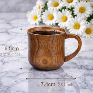 Vajilla rústica artesanal de madera, taza ecológica hecha a mano, taza geométrica de madera hecha a mano, taza de té de madera maciza - Product Image 2