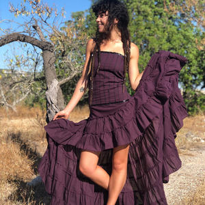 Vestido Maxi Bohemio de Algodón con Diseño Asimétrico Estilo Flamenco para Mujer, Ideal para Festivales, Playa y Fiestas de Verano 2026 - Product Image 1