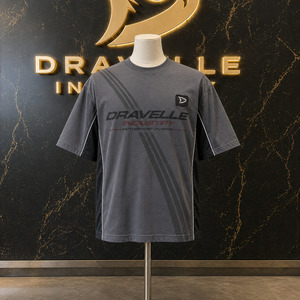 Camiseta extragrande Y2K Motorsport para hombre |   Camiseta de Algodón Grueso de 220 g/m², Personalizada OEM, Hombros Caídos, Corte Cuadrado, Color Gris Grafito, Estilo Urbano - Product Image 1