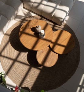 Elegant Durable Convertible Wooden Kenzo Coffee <b>Table</b> Trio Selected Solid Natural Wood Functional Nesting <b>Table</b> Set Compact - Product Image 2