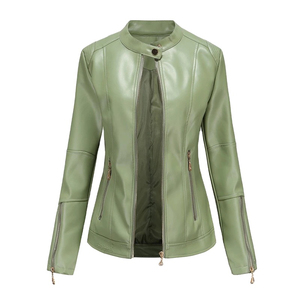 Premium Quality Women's <b>Top</b> High 100% <b>Cow</b> Hide Original Pure Leather Jacket Cotton Filling <b>Printed</b> Fabric Embroidery Decoration - Product Image 4