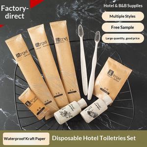 Fournitures hôtelières en gros : Brosse à dents jetable en papier kraft avec dentifrice en sachet <span class=keywords><strong>pour</strong></span> hôtels et gîtes - Product Image 2