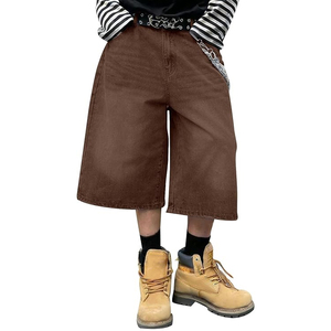 Prix de gros : Shorts en jean Y2K esthétique pour hommes, style rétro streetwear, coupe ample, jambe large, avec logo personnalisé - Product Image 1