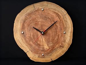 Tree Stump Wooden Art Deco 20 Inch Silent Quartz Analog Hanging Wall <b>Clock</b> Natural Grain <b>Battery</b> Operated Decor for Living Room - Product Image 2