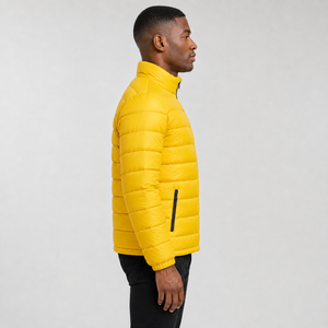 Dernière collection 2026 : Doudoune jaune pour homme, col montant, fermeture éclair, coupe-vent, décontractée, hiver, en polyester synthétique isolé - Product Image 2