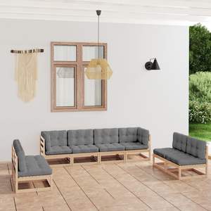 Ensemble de salon de jardin en bois naturel massif avec mobilier d'extérieur élégant et durable en polyester - Product Image 1