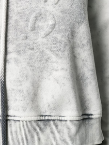 <b>Women's</b> Washed <b>White</b> Pullover <b>Hoodie</b> With Drop Shoulder Design Asymmetric Hem And Long Sleeves - Product Image 3