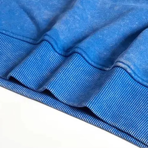 Sweat à capuche streetwear vintage personnalisé brodé, bleu délavé, effet délavé à l'acide, 100% coton, coupe oversize, pour hommes et femmes, vente en gros - Product Image 2