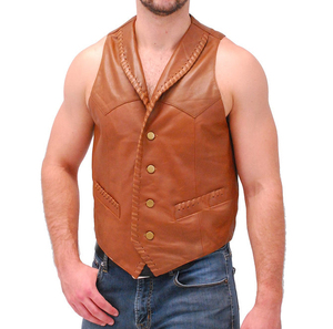 New Arrival Men's Black Leather Vests Custom Design Printed Breathable Zipper Leather Vest for Winter Leather Vests Wth OEM - Product Image 1