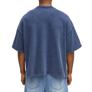 Chemises pour hommes en jersey de coton 300 GSM, coupe oversize, imprimées DTG avec motif graphique personnalisé, couleur délavée vintage, impression tonale, vente en gros, OEM ODM - Product Image 3