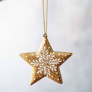 Gold <b>Star</b> Christmas Ornament Metal Hanging Decor Holiday Tree <b>Decoration</b> Geometric Shape Modern Design Living Room Home Decor - Product Image 2