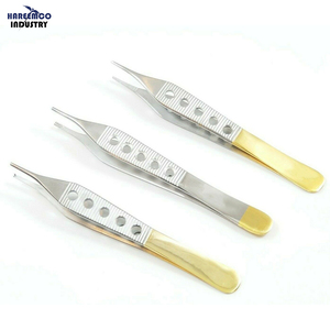 Ensemble de 3 instruments Adson de qualité supérieure pour pansements fins, avec manche doré fenêtré en acier inoxydable certifié CE - Product Image 1