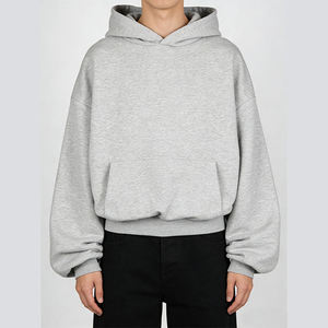 Sudadera con Capucha Unisex Extra Grande, Color Gris Sólido, Algodón French Terry, Estilo Casual, para Otoño, Sudadera Personalizada de Alta Calidad - Product Image 3