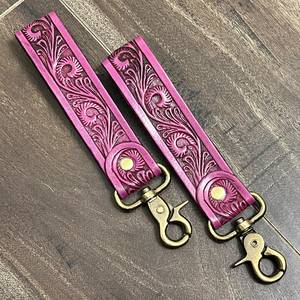New Genuine <b>Leather</b> <b>Tooled</b> Keychain Wristlet Floral Western Key Fob Handmade <b>Leather</b> Key Holder with Snap Hook Gift Souvenir - Product Image 4