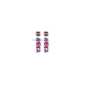 Pendientes con Cuentas para el Día de la Independencia, Diseño de Bandera Americana, 4 de Julio, Joyería Artesanal con Cuentas, Colección Patriótica OEM - Product Image 4