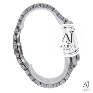 Reloj Mecánico de Lujo con Incrustaciones de Diamantes, Correa de Acero Inoxidable de 20 mm, Esfera Redonda Analógica de 41 mm, Estilo Elegante, Unisex - Product Image 2