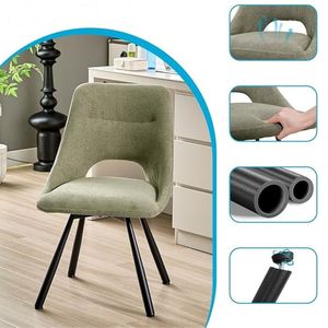 Chaise de salle à manger rembourrée moderne avec dossier ergonomique, chaise de salle à manger en tissu avec pieds en métal robustes pour salle à manger, cuisine, restaurant - Product Image 4