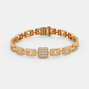 Pulsera de Cadena con Eslabones Centrales de Diamantes Cuadrados de Lujo - Product Image 1