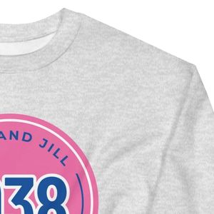 Sudadera con cuello redondo rosa Jack and Jill con estampado circular azul 1938, suave, informal, de manga larga, ropa personalizada al por mayor - Product Image 5