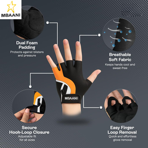 Guantes de Gimnasio con Soporte para Muñeca, Agarre Extra, Protección Completa de la Palma, Guantes sin Dedos Ajustables para Hombres y Mujeres, Crossfit, Escalada - Product Image 2