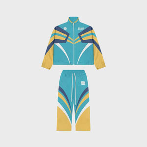 Ensemble de survêtement en nylon personnalisé avec veste à col montant et fermeture éclair, logo imprimé, fabrication OEM, marque privée, fabricant de vêtements de sport - Product Image 4