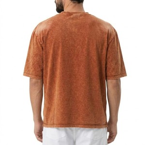 T-shirt Homme Marron Rouille Délavé à l'Acide, Coton Teint Vintage, Coupe Décontractée, Style Streetwear Décontracté, Haut d'Été, Personnalisation de Marque en Gros - Product Image 2