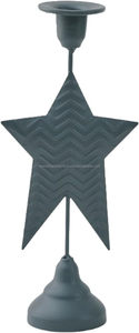 Premium Christmas Star Taper <b>Candlestick</b> • Luxury Chevron Etched Gold Candle Holder - Product Image 2