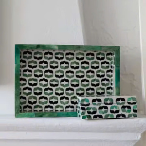 Wholesale rectangular mother-of-pearl inlaid <b>trays</b> <b>for</b> cups. Kitchen and household serving <b>trays</b>, various designs. - Product Image 5