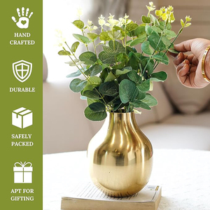 Vase rond métallique doré brillant, vase décoratif pour fleurs, pour la maison, l'hôtel, le restaurant, centre de table, décoration en gros - Product Image 5