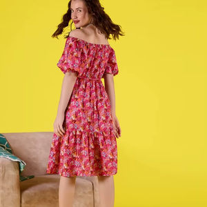 Robe Formelle Imprimée Florale Écologique à Taille Naturelle Longueur Genou pour Femme – Prix depuis l'Inde - Product Image 1