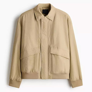Chemise-veste en toile de coton kaki pour homme, coupe classique, col rabattu, style décontracté d'automne avec poches, simple boutonnage - Product Image 1