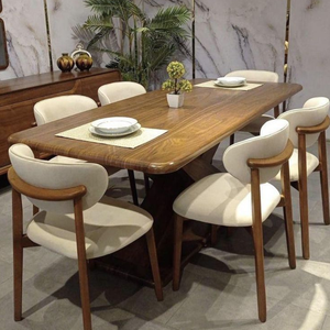Ensemble de table à manger indonésienne minimaliste moderne avec texture en bois de teck naturel, prêt à assembler - Product Image 1