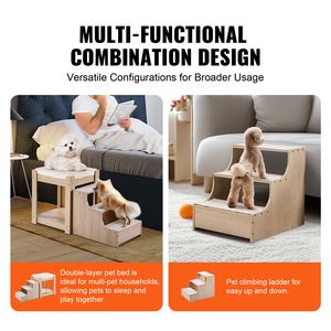 Letto a castello per animali domestici da interno con scale, piattaforma rialzata multi-livello per cani/gatti, seduta lounge per il riposo a bordo finestra - Product Image 3
