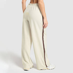 Pantalon de survêtement ample taille mi-haute pour femme, coupe large, style hip-hop, effet usé, 100 % coton biologique, écoresponsable, collection hiver, vente chaude - Product Image 2