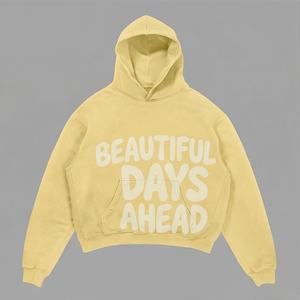 Sweat à capuche épais pour homme, coupe oversize à épaules tombantes, en molleton bouclette, impression graphique tissée ODM, hiver, vente en gros - Product Image 1